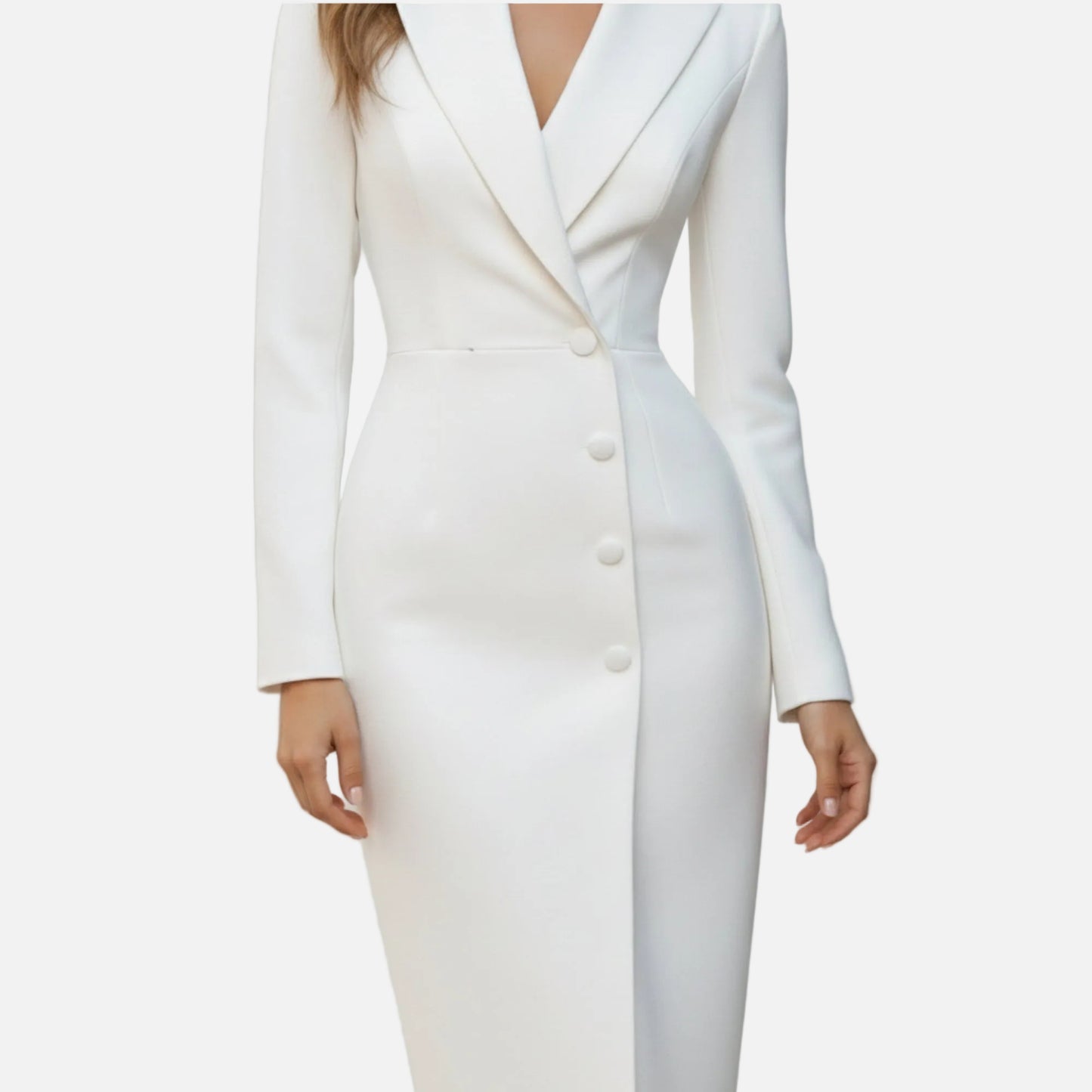 Blazer Midi Dress Women's Notch Lapel Long Sleeve