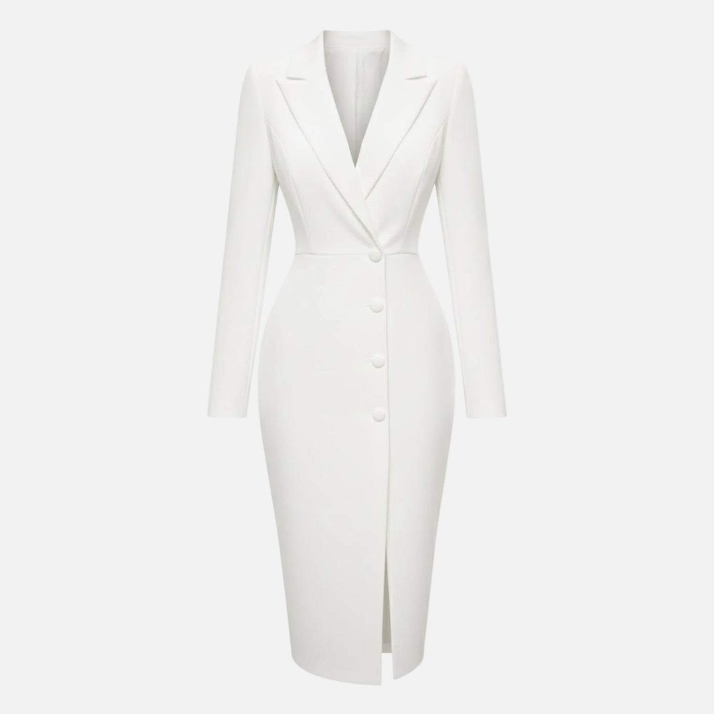 Blazer Midi Dress Women's Notch Lapel Long Sleeve