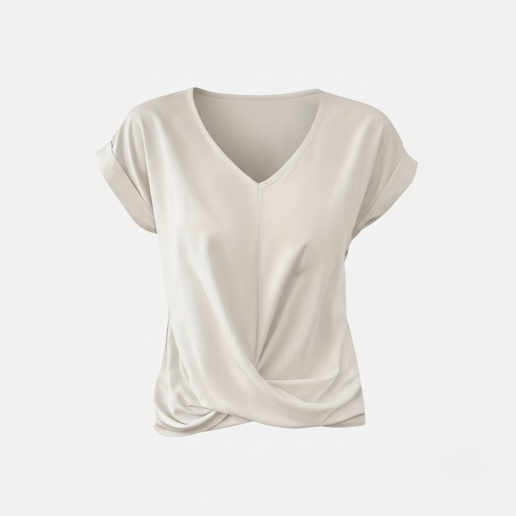 Blouse Women's V-neck Short Sleeve Twist Front