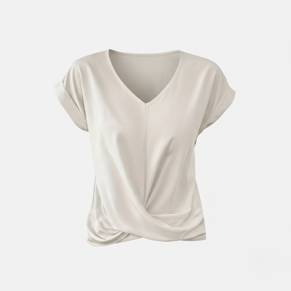 Blouse Women's V-neck Short Sleeve Twist Front