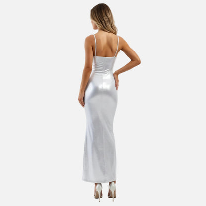 Bodycon Maxi Dress Women’s Metallic Cami-Straps