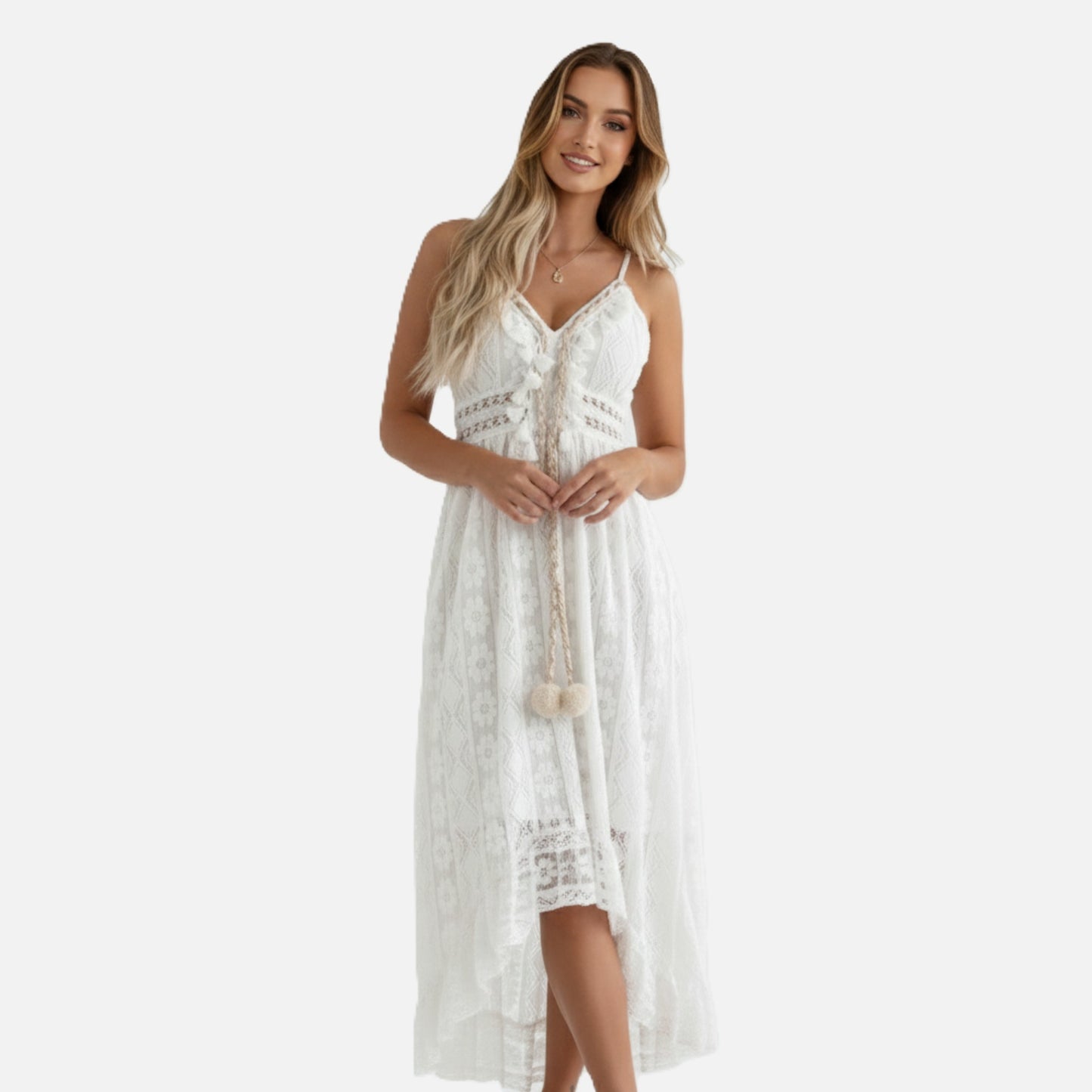Midi Dress Women's Lace Bohemian Style