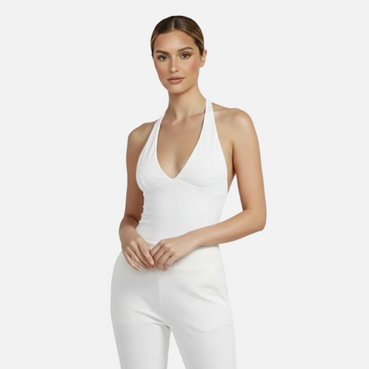 Halter Top Women's V-neck Fitted