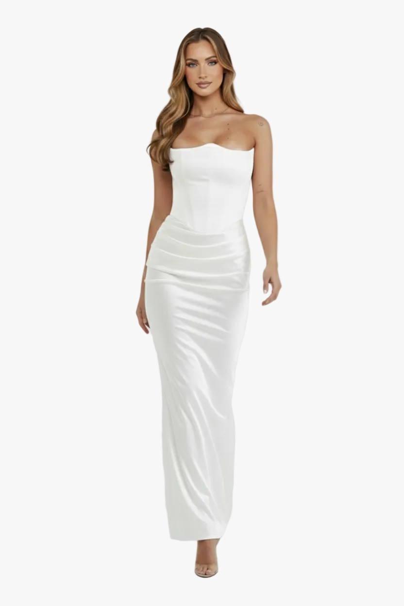 Mavenburry | Women’s Corset-Style Strapless Maxi Dress
