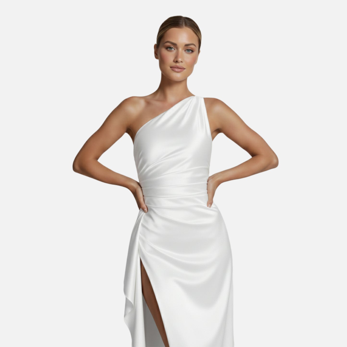Maxi Dress Women's One Shoulder Satin Slit