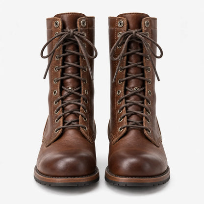 Women's Lace-Up Combat Boots with Supportive Sole