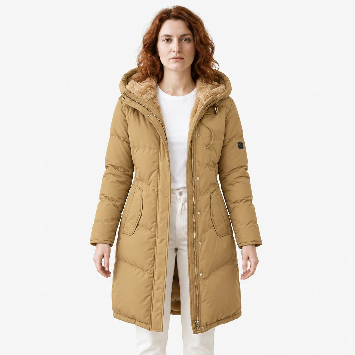 Women's Long Hooded Coat with Full Lining