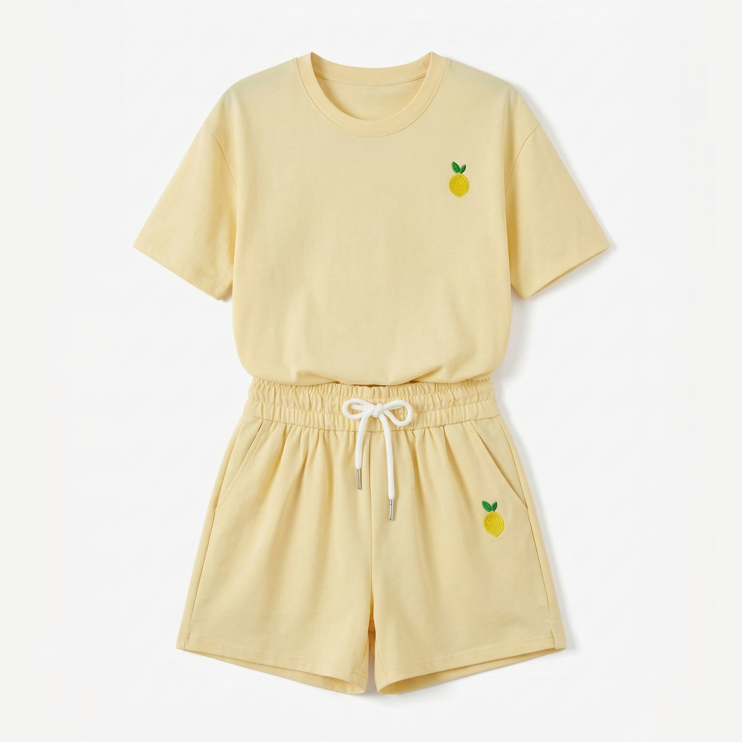 Loungewear Set Women's T-shirt and Drawstring Shorts Print