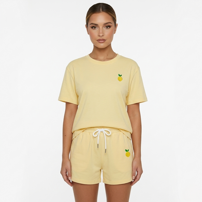 Loungewear Set Women's T-shirt and Drawstring Shorts Print