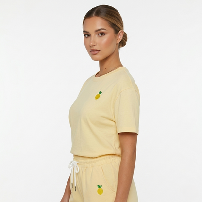 Loungewear Set Women's T-shirt and Drawstring Shorts Print