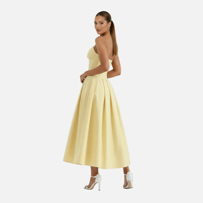 Midi Dress Women's Strapless Corset Bodice with Pockets