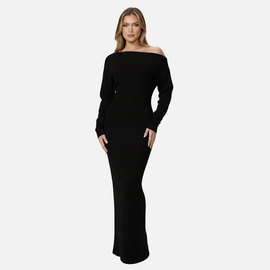 Maxi Dress Women's Off Shoulder Knit Long Sleeve