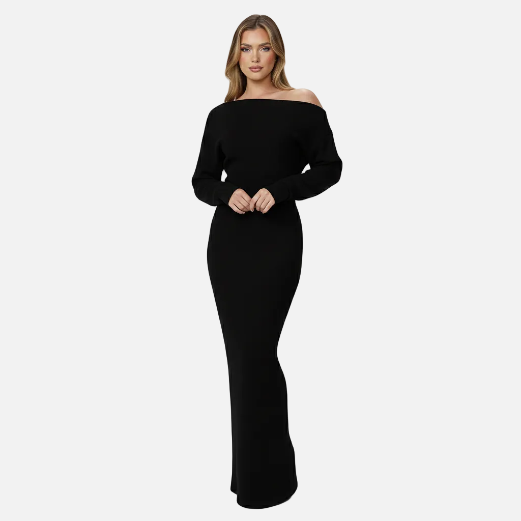 Maxi Dress Women's Off Shoulder Knit Long Sleeve