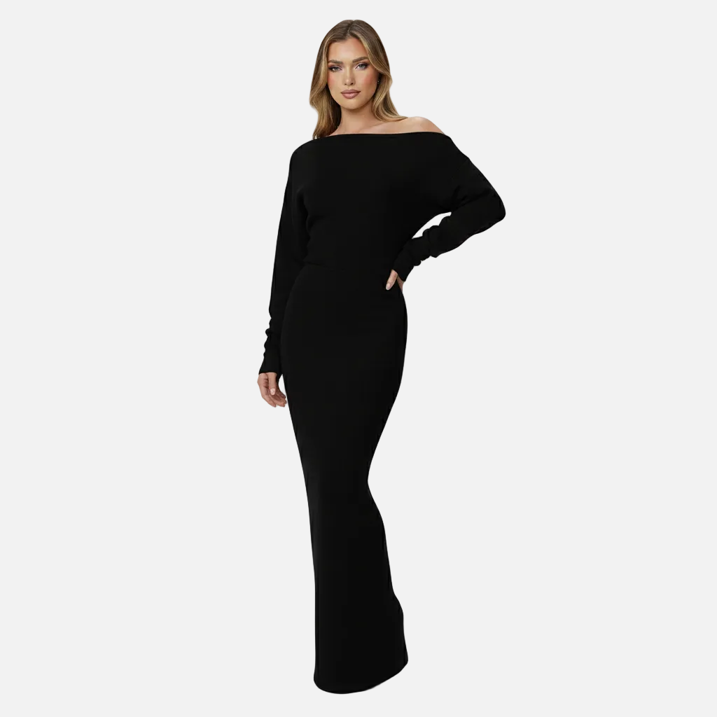 Maxi Dress Women's Off Shoulder Knit Long Sleeve