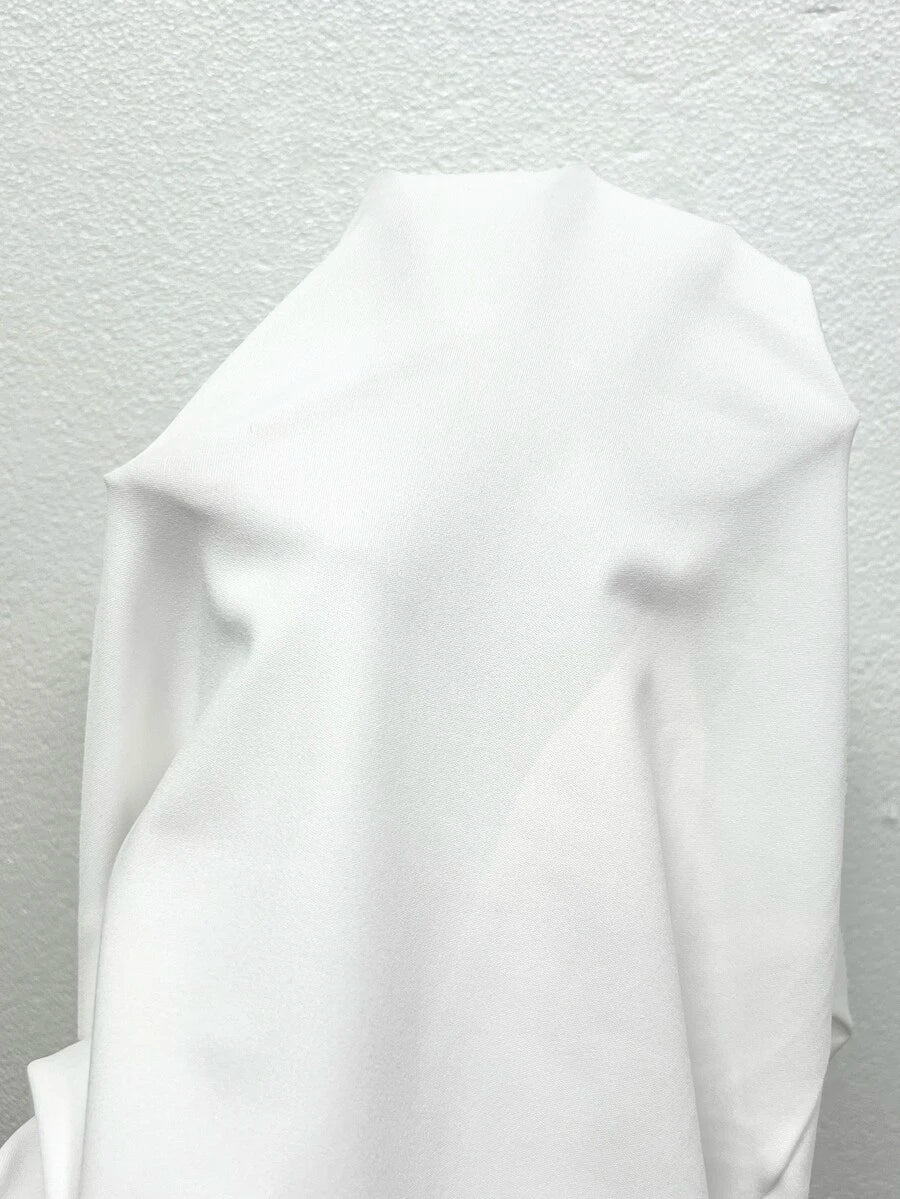 SHEIN Franclia Elegant White Cinched Waist Bandeau Top And Wide Leg Pants Set, Wrinkle-Resistant Draping Slimming Two Pieces Outfit For Office, Commute, Interview, Business, French Luxury Style With White Metal Buckle Bandeau Top + Wide Leg Pants, Suitabl