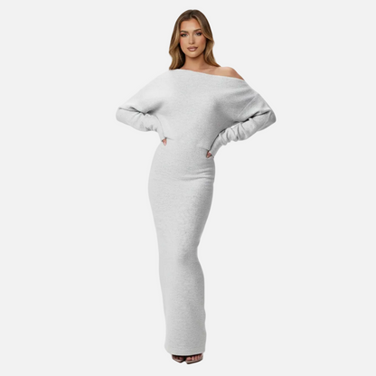 Maxi Dress Women's Off Shoulder Knit Long Sleeve