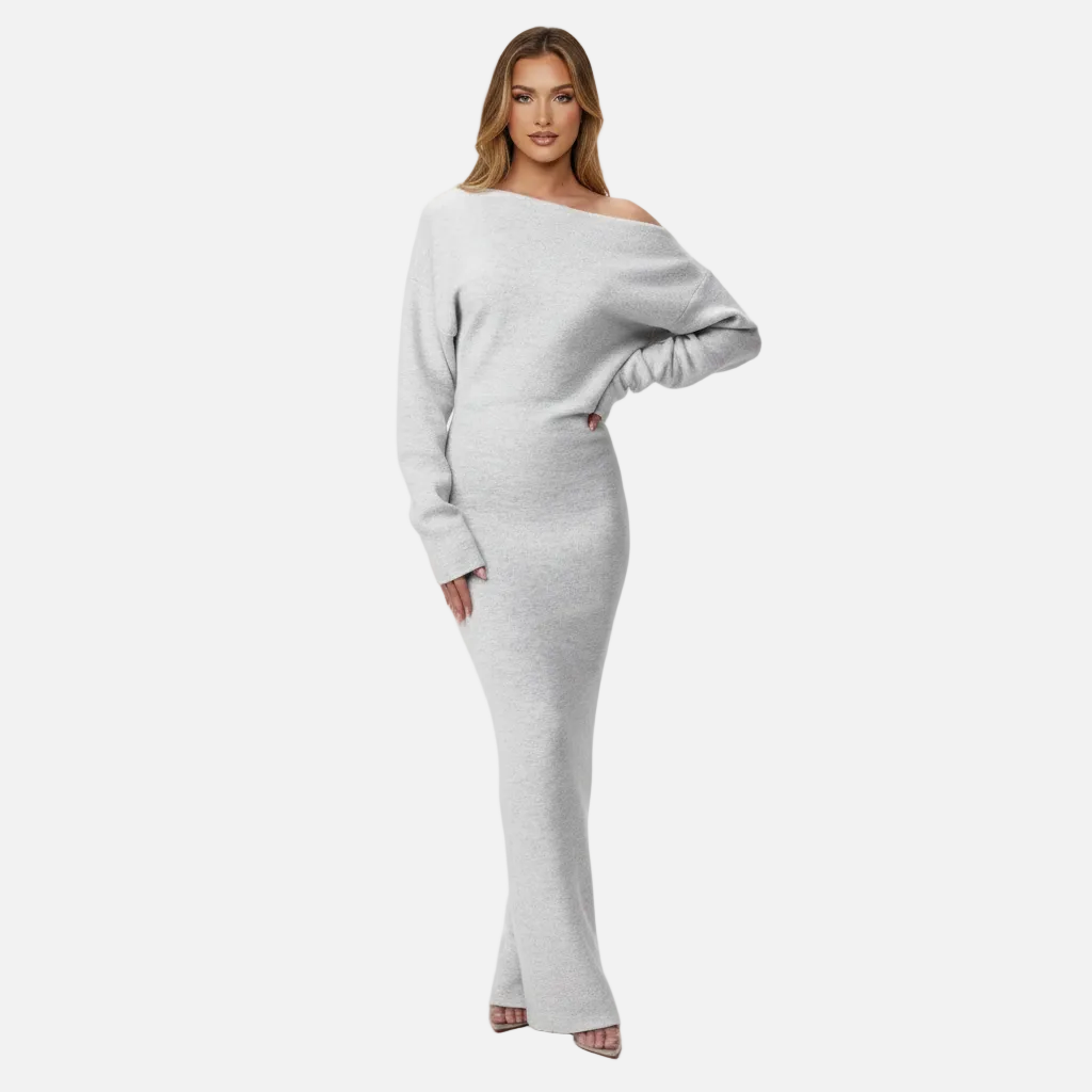Maxi Dress Women's Off Shoulder Knit Long Sleeve