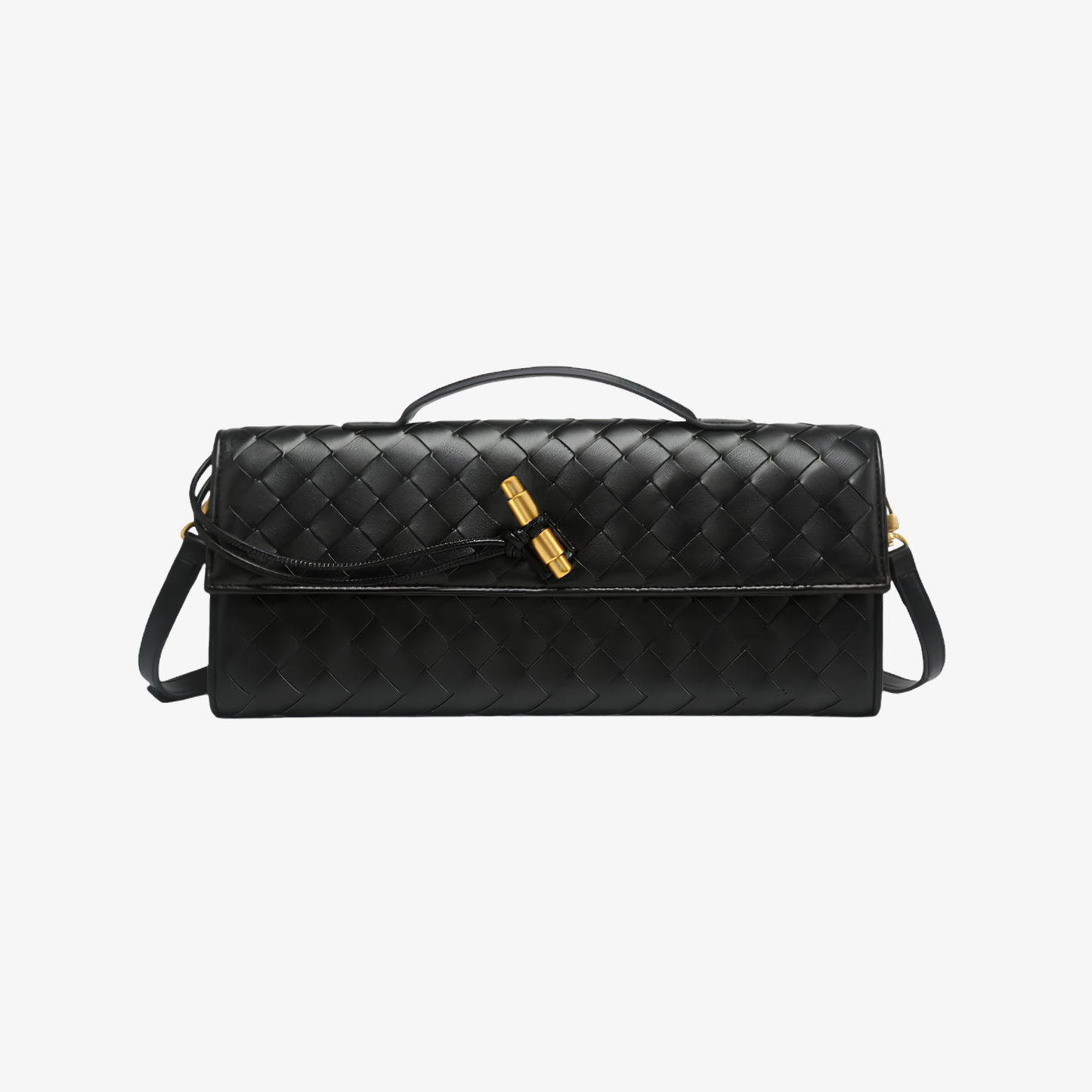 Handbag Women's Woven Leather Flap Closure