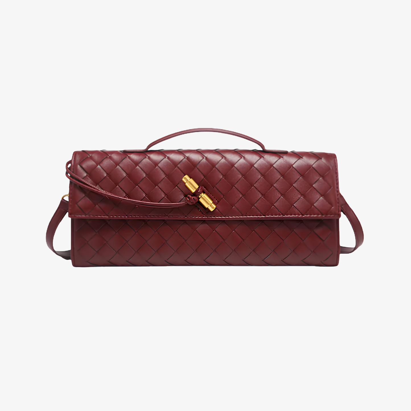 Handbag Women's Woven Leather Flap Closure