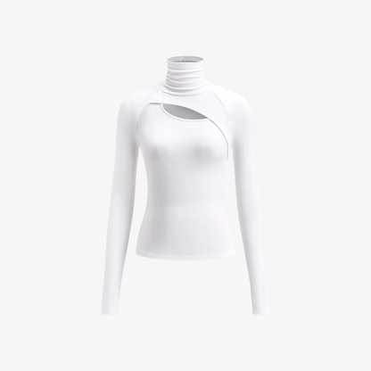 Long Sleeve Top Women’s High Neck Cut Out Detail
