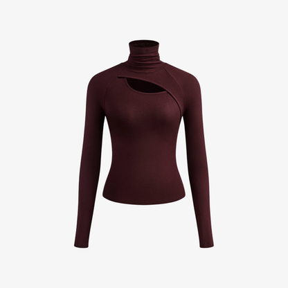 Long Sleeve Top Women’s High Neck Cut Out Detail