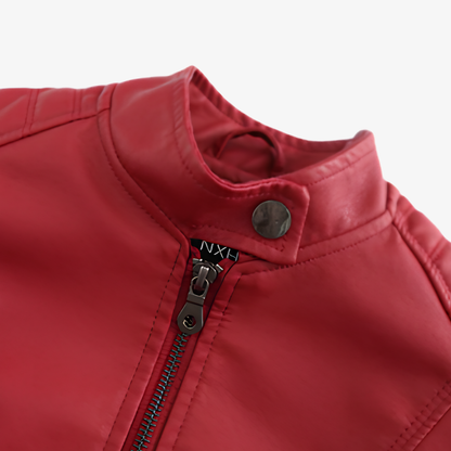 Jacket Women’s Faux Leather Zip Front Stand Collar
