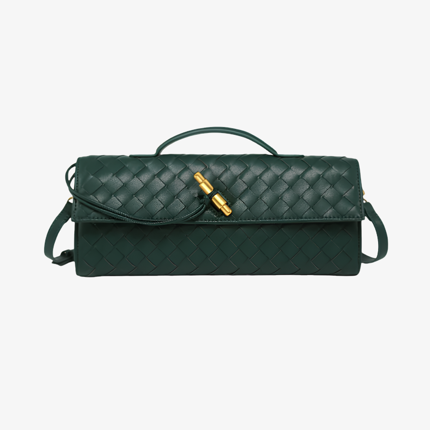 Handbag Women's Woven Leather Flap Closure