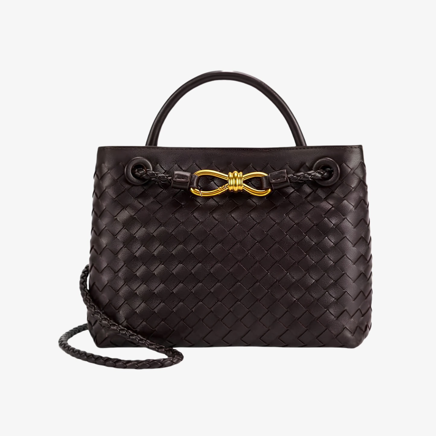 Handbag Women's Woven Leather Top Handle Crossbody Strap