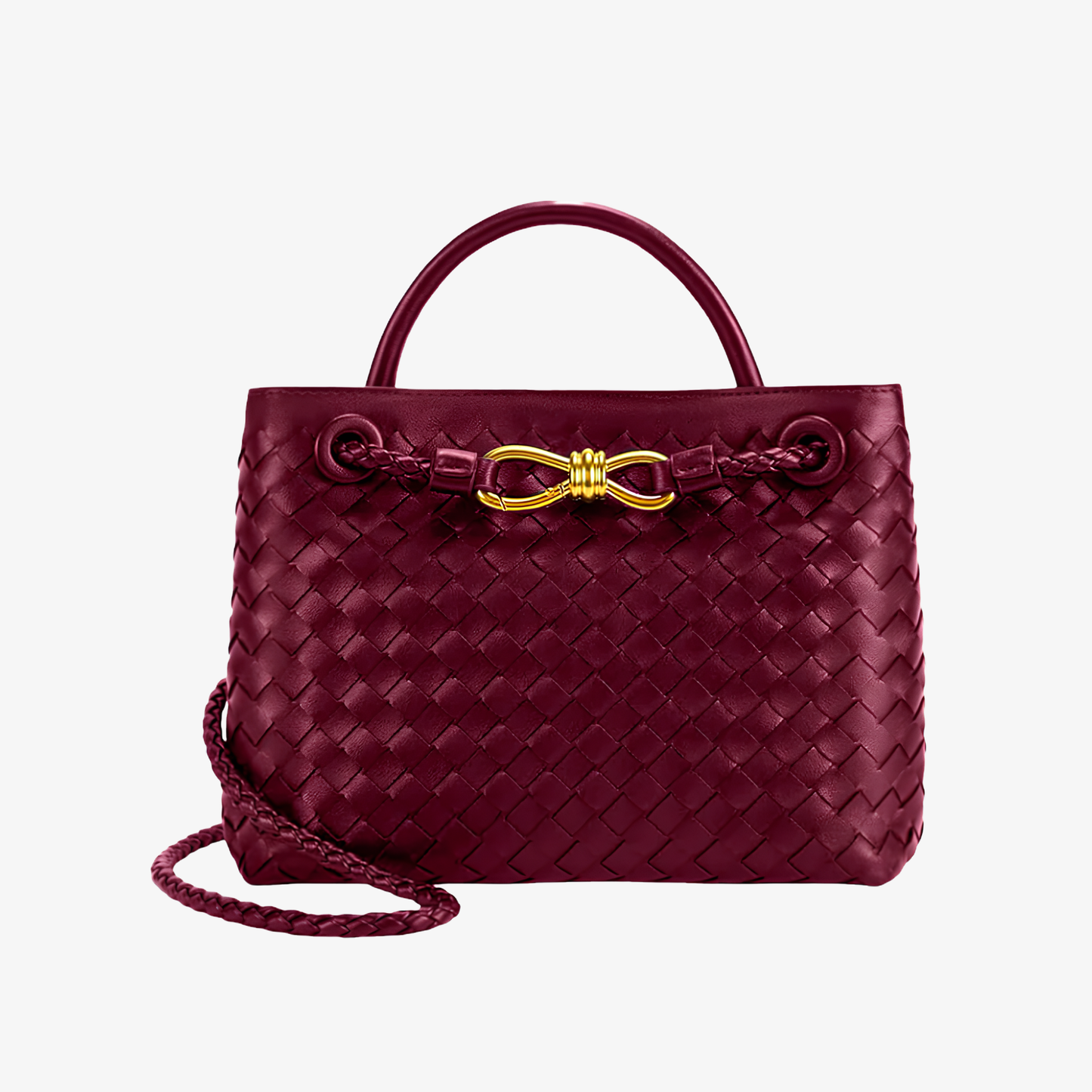 Handbag Women's Woven Leather Top Handle Crossbody Strap