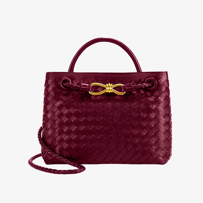 Handbag Women's Woven Leather Top Handle Crossbody Strap
