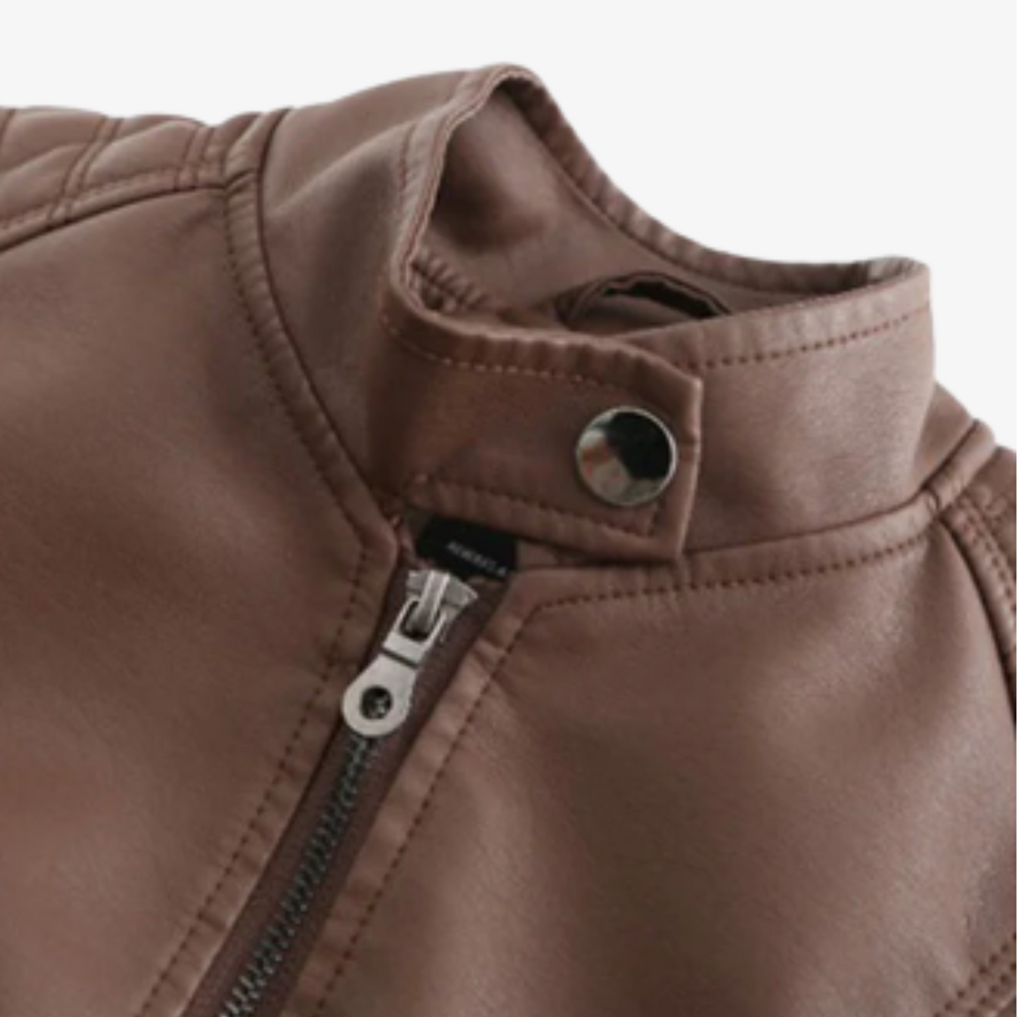 Jacket Women’s Faux Leather Zip Front Stand Collar