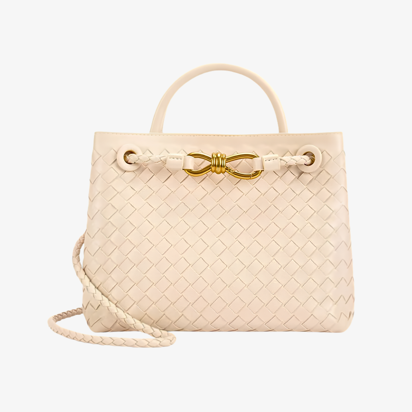 Handbag Women's Woven Leather Top Handle Crossbody Strap