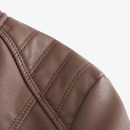 Jacket Women’s Faux Leather Zip Front Stand Collar