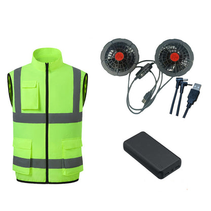 Cooling Vest with Fans and Reflective Stripes