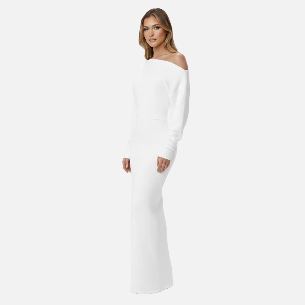 Maxi Dress Women's Off Shoulder Knit Long Sleeve