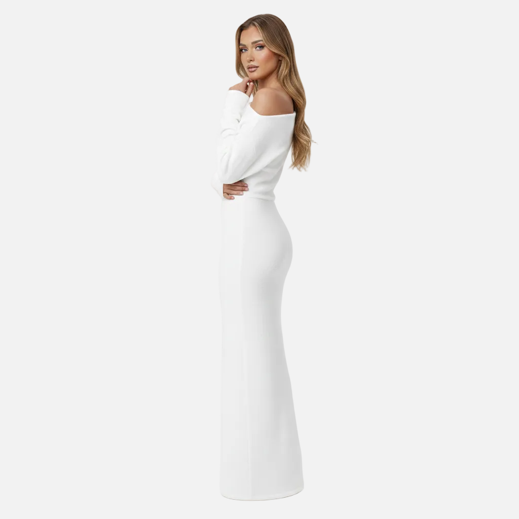 Maxi Dress Women's Off Shoulder Knit Long Sleeve