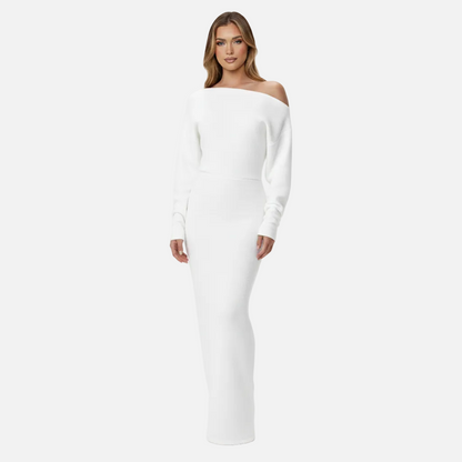Maxi Dress Women's Off Shoulder Knit Long Sleeve